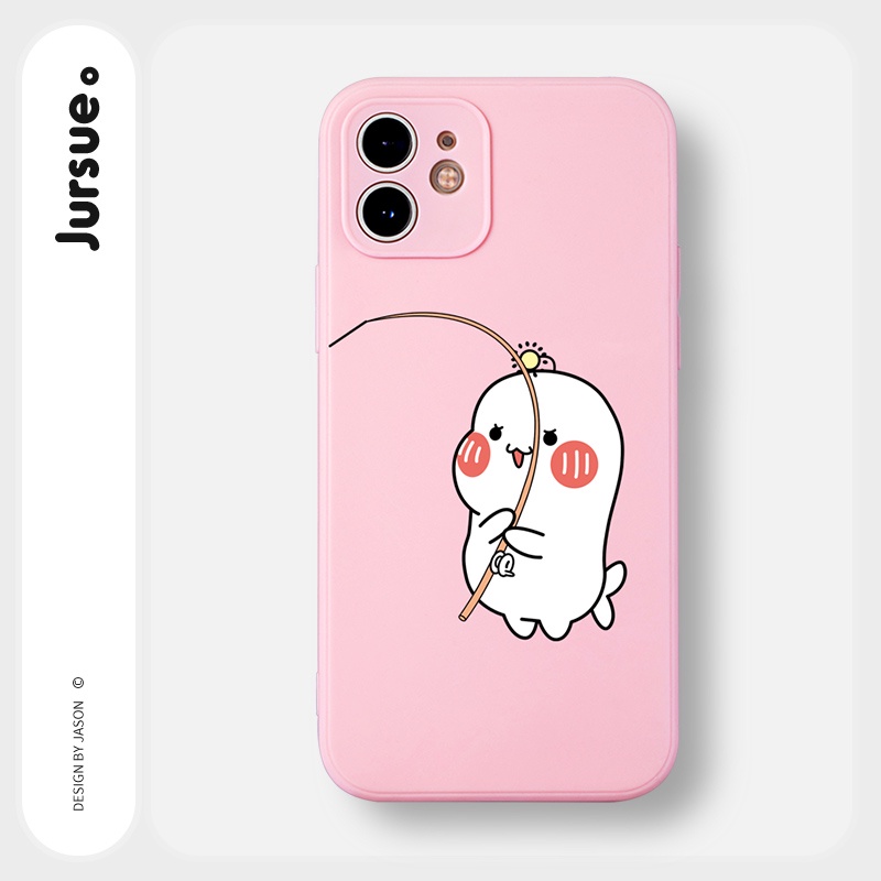 Ốp lưng JURSUE hoạt hình cặp đôi dễ thương đẹp cho iPhone 13 12 11 Pro Max SE 2020 X XR XS ip 8 7 6 6S Plus kute Y277