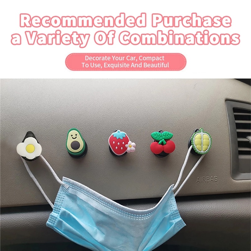 Móc Treo Đồ Gắn Xe Hơi Họa Tiết Hoạt Hình Trái Cây Dễ Thương