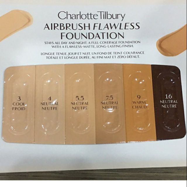 [Ý] mẫu thử set 6 màu kem nền cao cấp kiềm dầu siêu mịn Charlotte Foundation Sample