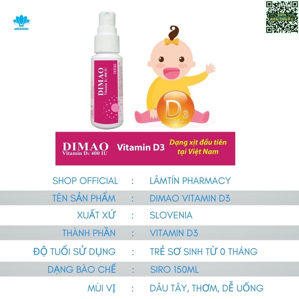 ✅ (Chính Hãng) Dimao Vitamin D3 Chính Hãng  Dạng Xịt 400IU Hiệu Quả Và Hấp Thu Tốt, Cam Kết Date Xa ( Lọ 25ml )