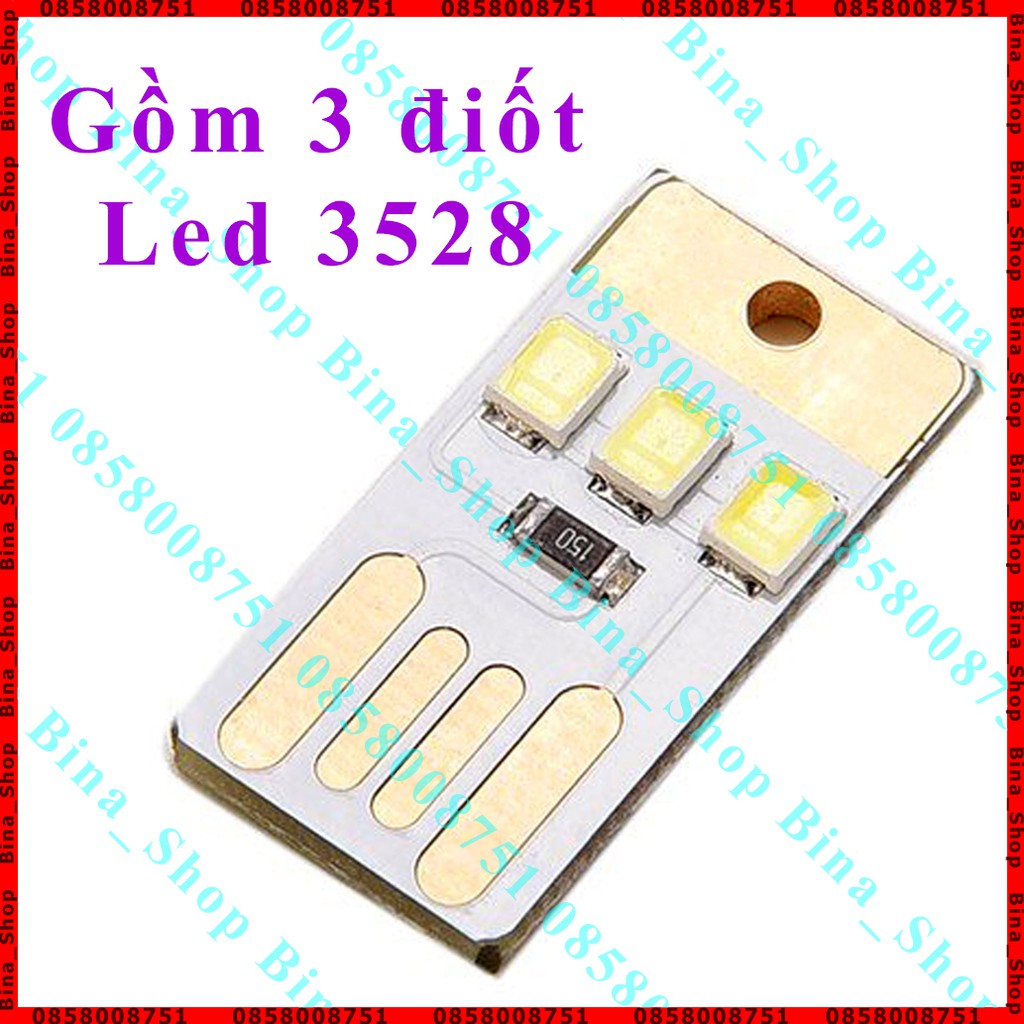 Đèn Led USB 5V 3 bóng 2835 trắng ấm