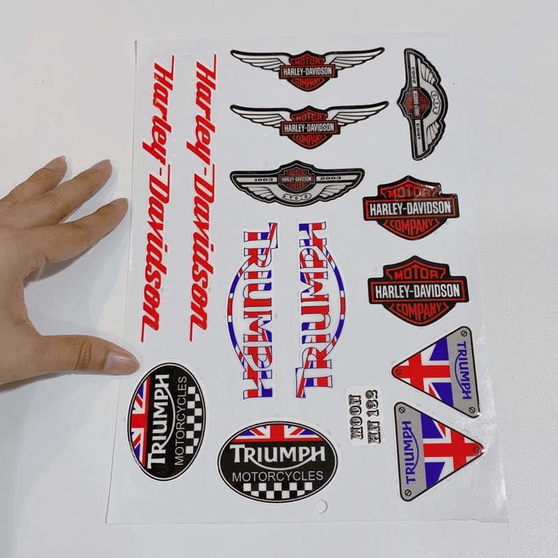 Decal tem dập nổi hình chữ MOTOR HARLEY-DAVIDSON cao cấp dán xe máy, ô tô, mũ bảo hiểm chống thấm nước, chống bay màu