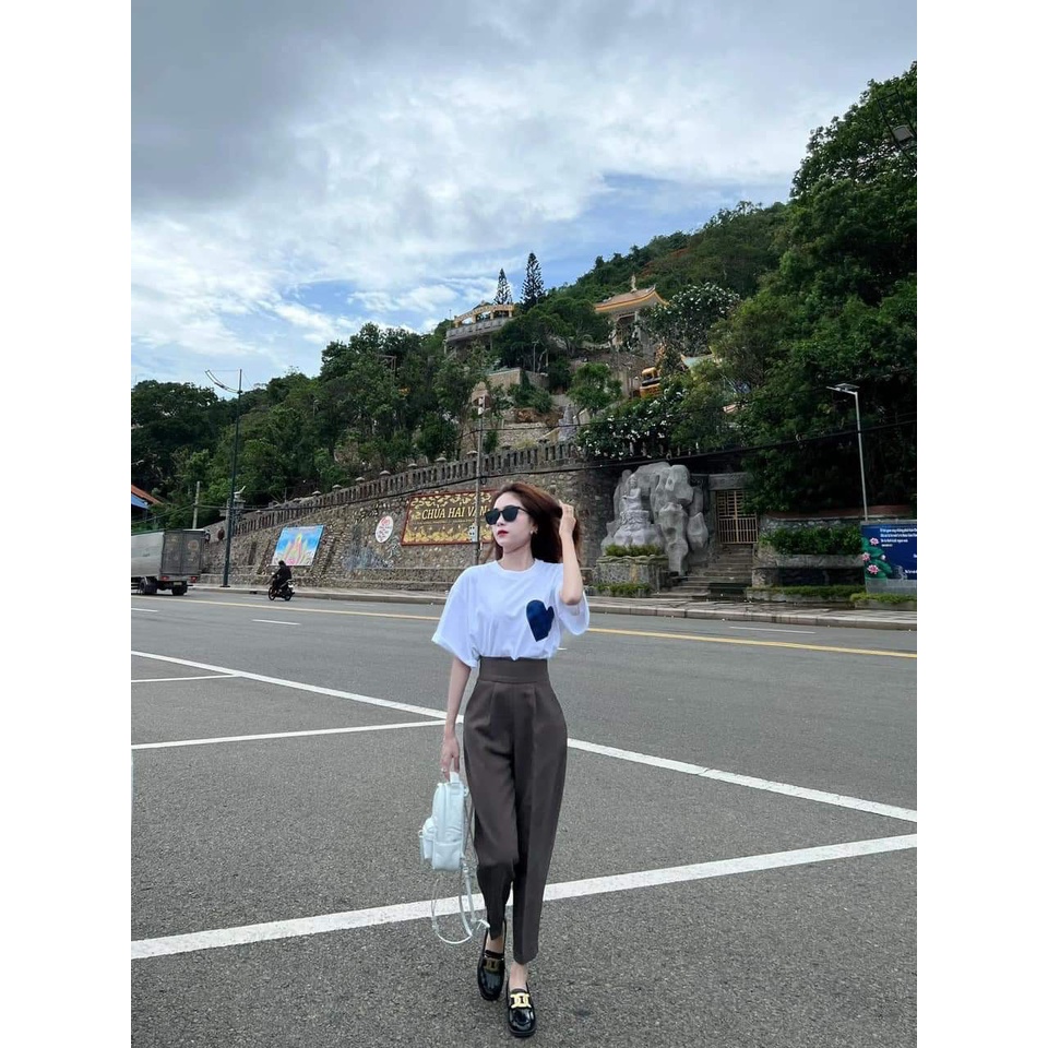 Quần Baggy Nữ Lưng Cạp Siêu Cao, Quần Dài Nữ Cạp V Khóa Sau Lưng Đi Học Đi Làm Trẻ Trung Cá Tính 2 Màu Nâu Đen_mã M1889