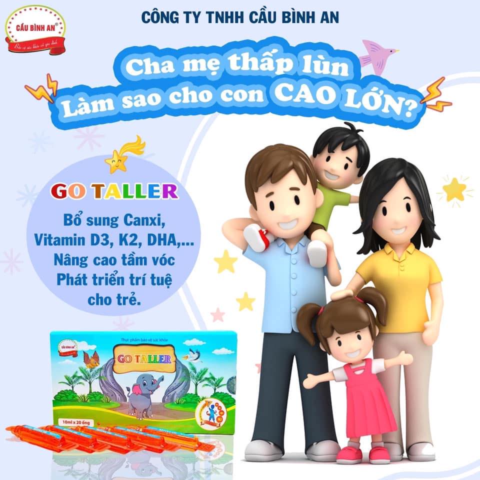 Go Taller Cầu Bình An - Giúp trẻ phát triển chiều cao, thông minh, khỏe mạnh. Bổ xung Canxi, Vitamin K2, Vitamin D3, DHA