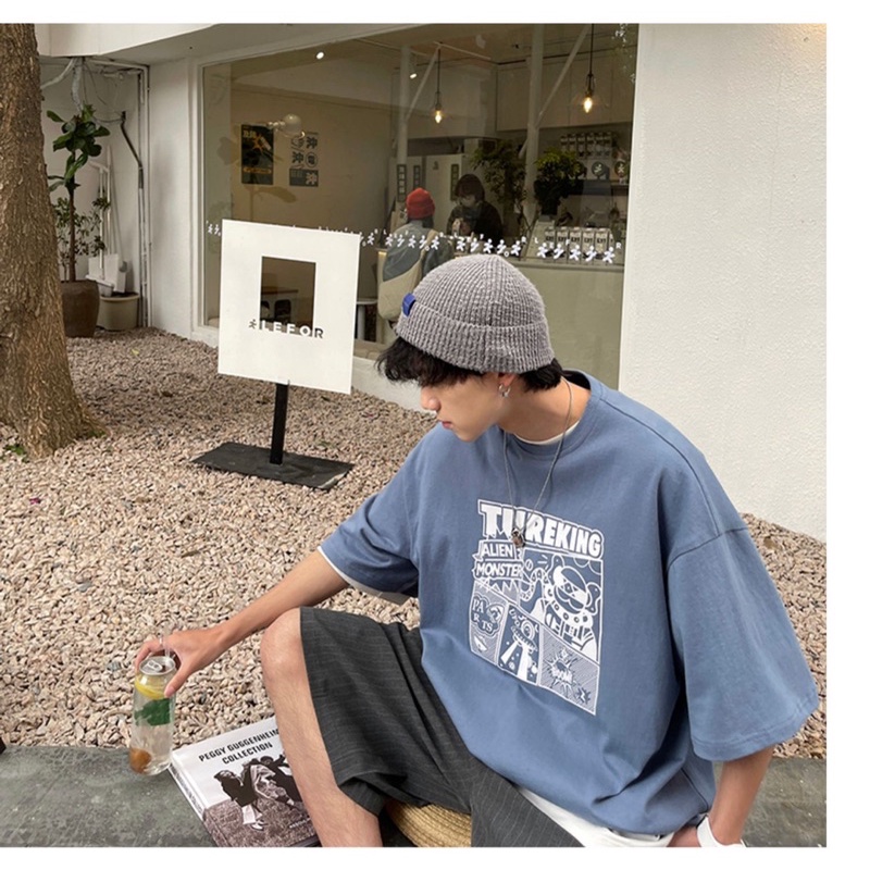 Áo thun tay lỡ nam nữ, áo phông shop cossi form rộng chất cotton in hình REKING