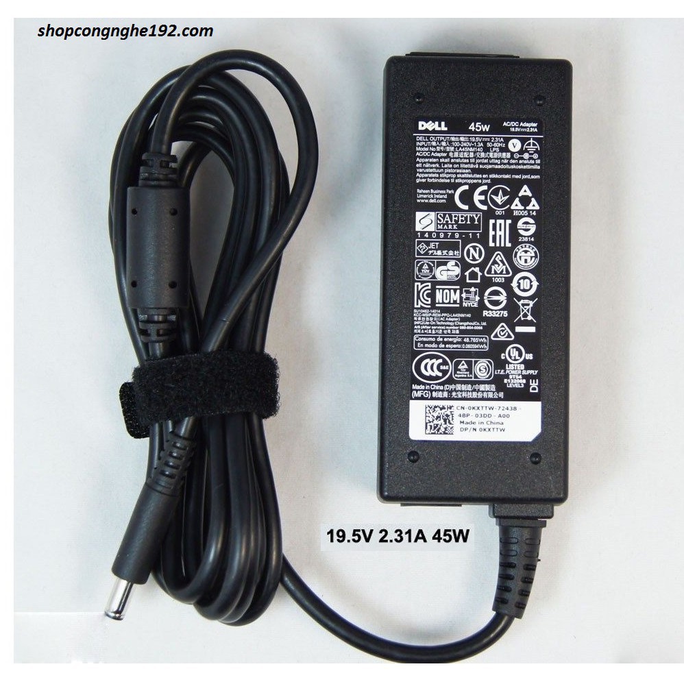 Sạc Laptop Dell 19.5v - 2.31a - 45w - Adapter Kèm dây nguồn XPS 13 Inspiron 5452 5455 5458 5459