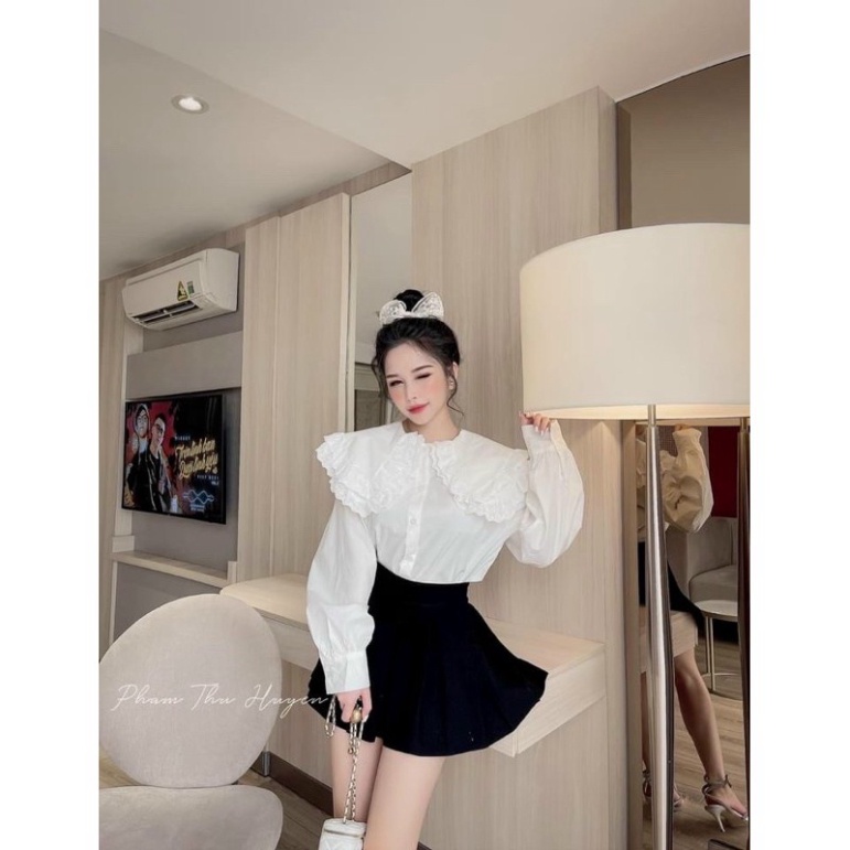 Áo sơ mi cổ viền bèo tay dài bo - S2U