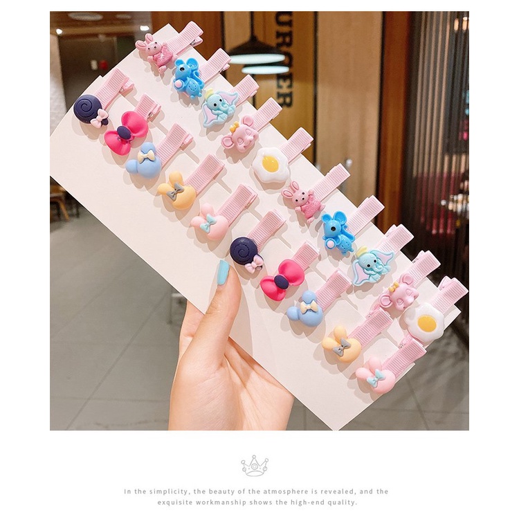 Set 5 cái kẹp tóc cho bé gái hoạt hình dễ thương, kẹp bọc vải không gây đau tóc