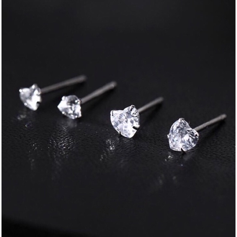 Bông tai nữ tim đá 5ly cá tính nhẹ nhàng- THJ SILVER