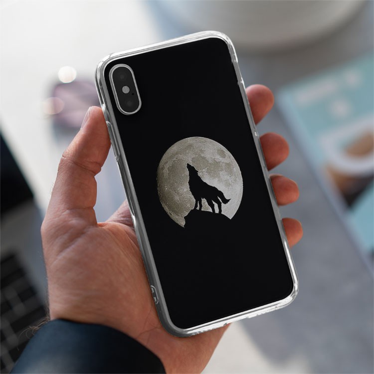 Ốp Lưng  con trai ốp in hình chó sói trên đỉnh núi trong đêm trăng  dành cho Iphone 5 đến 12 promax WOL20210048