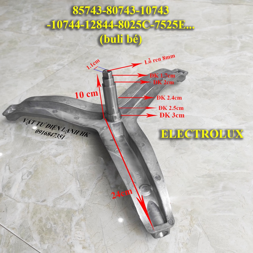 Trục càng chạc ba máy giặt Electrolux lồng ngang buli bé EWF 85743 80743 10743 10744 12844 8025C 7525E Chảng mg cửa ELEC