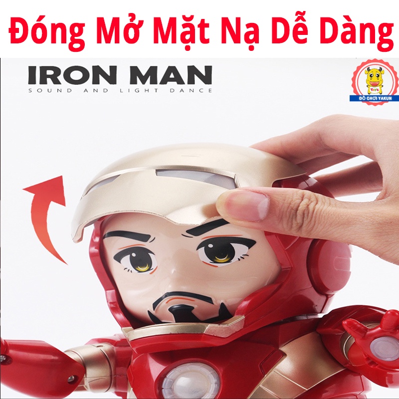 Robot đồ chơi nhảy múa cho bé, siêu anh hùng Ironman người nhiện spiderman phát nhạc cho trẻ em