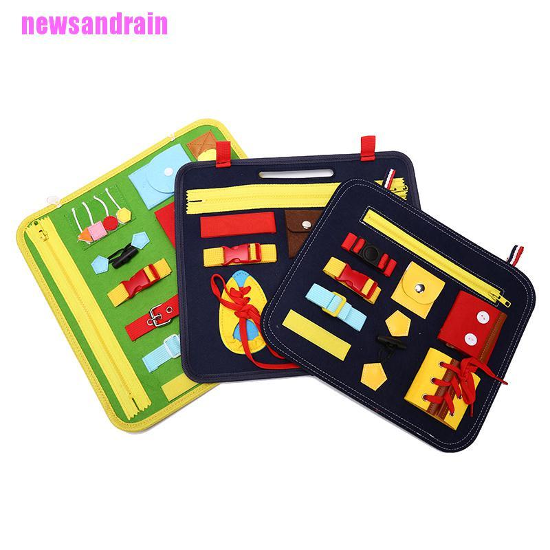 [cool]Kids Busy Board Buckle Old Zip Button Lace Up Toy Montessori Early Education Toy