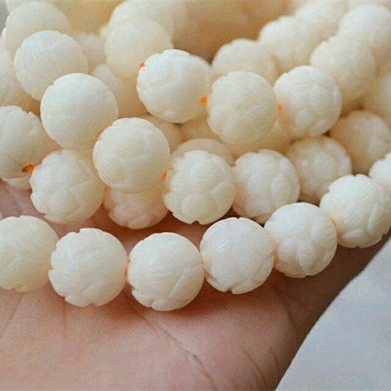 Chuỗi bồ đề bối khắc hoa sen 114 hạt 13mm