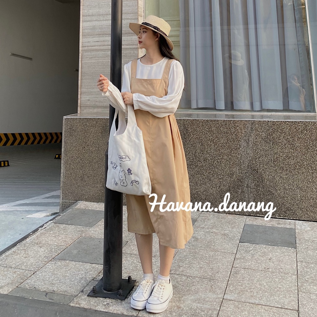 Set yếm. set yếm thắt eo hai món chất kate hàn dày dặn mềm mại AE30