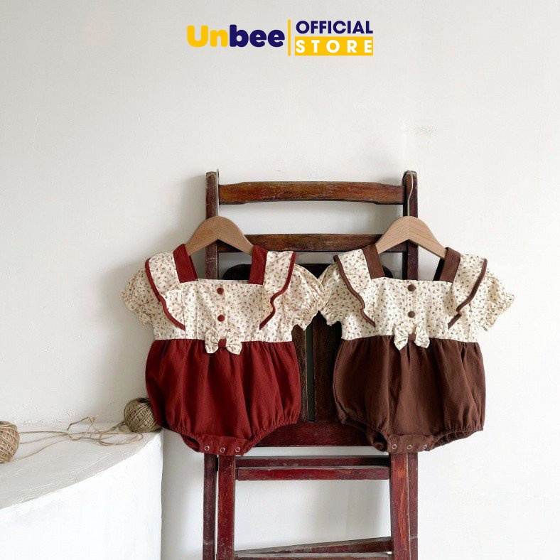 Bodysuit Bé Gái, Bộ Đồ Bé Gái Tay Bèo Phối Nơ, Phong Cách Tiểu Thư Cho Bé Từ 3-10Kg,Chất Cotton Mịn Mát, Co Giãn - BS031