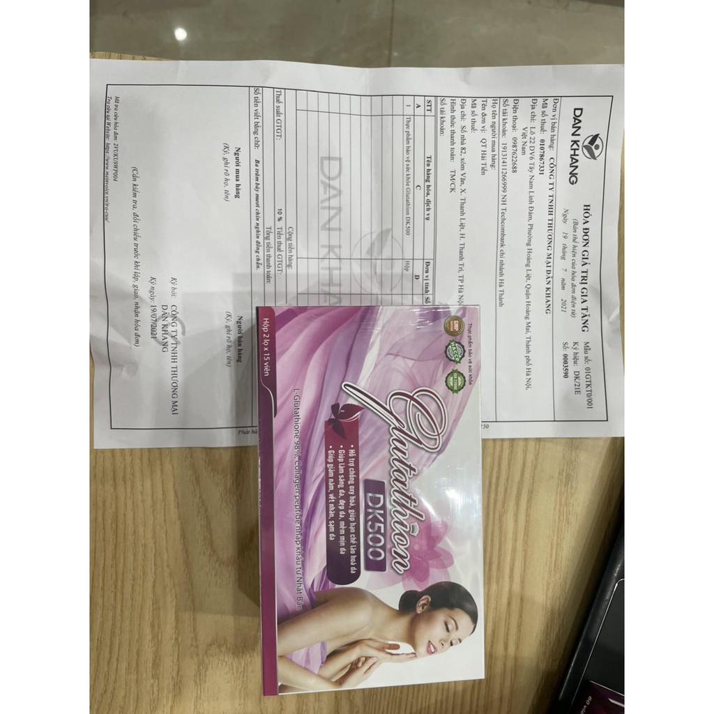 Glutathion DK500 - Viên uống trắng da, đẹp da, ngừa lão hóa, giảm nám, nhăn, sạm da