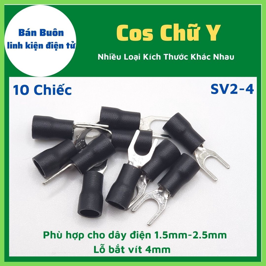 Đầu cos chữ y, cos kẹp dây  Đủ loại (10 chiếc)