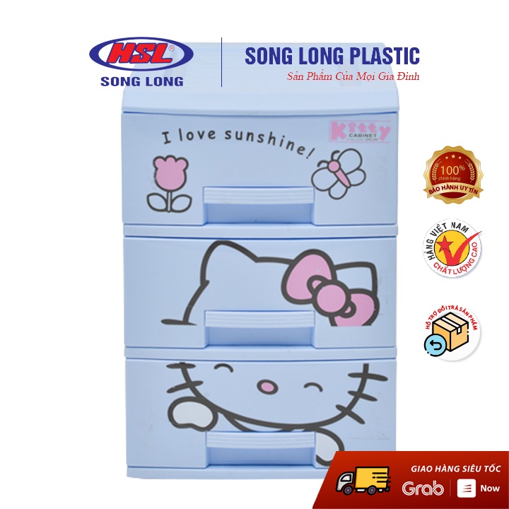 Tủ Nhựa Kitty đựng đồ trẻ sơ sinh -3 tầng- 4 tầng Song Long Plastic