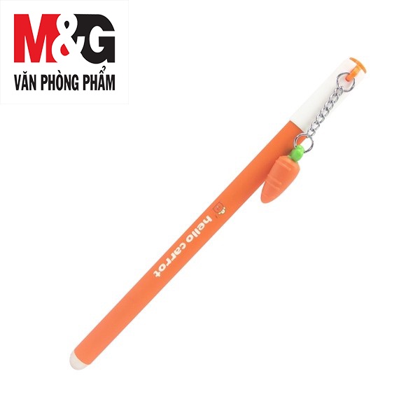 Bút Nước Xóa Được M&amp;G AKPB7272B2 Xanh Lợt 0.5mm, bật nắp có treo củ cà rốt-1 cây