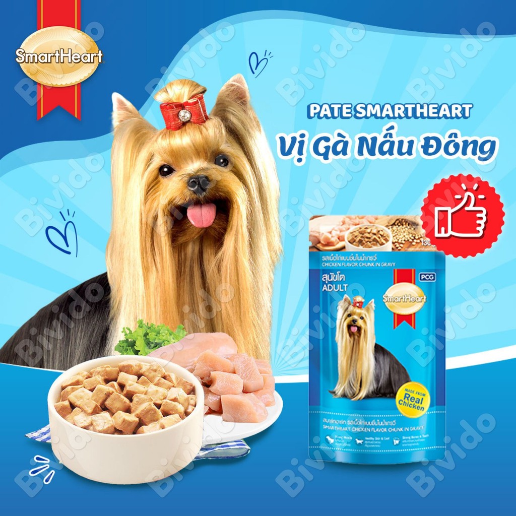 Pate cho chó Smartheart dinh dưỡng dễ ăn đủ vị túi 130g - Bivido