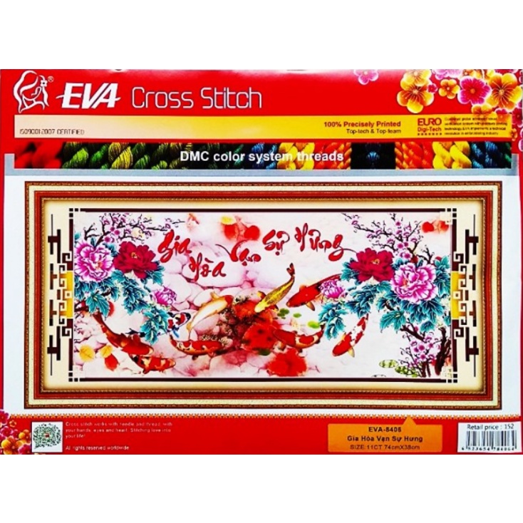 Tranh Thêu Chữ Thập 3D Gia Hoà Vạn Sự Hưng EVA8406 (KHÁCH TỰ THÊU) KT:74X38CM