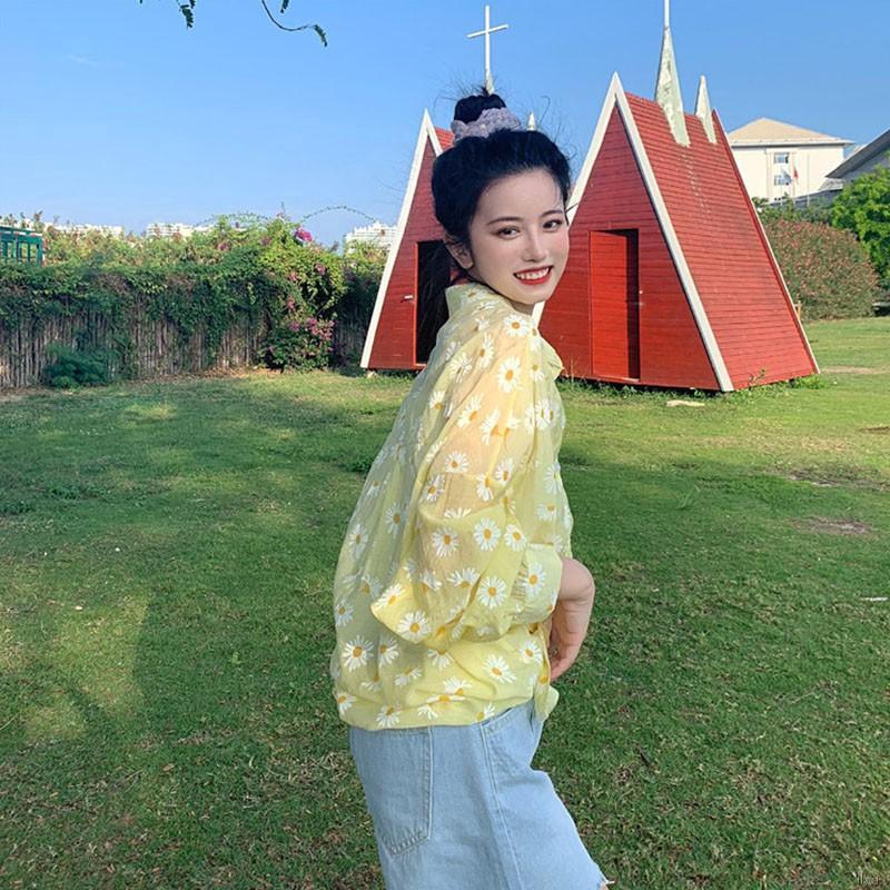 Small Daisy Shirt Long-sleeved Sunscreen Women Thin Printed Shirt Women Tops | BigBuy360 - bigbuy360.vn