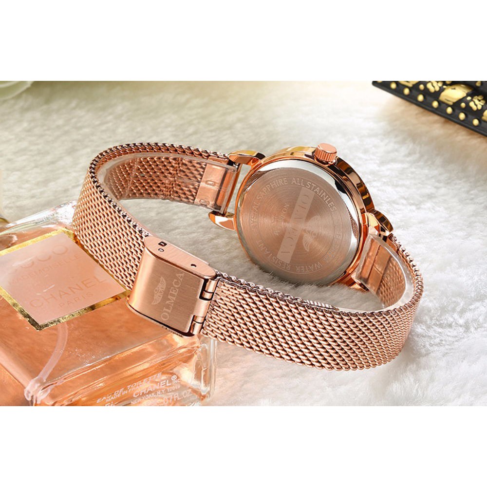 (CHÍNH HÃNG) Đồng hồ nữ OLMECA OL02 Japan có lịch dây nhuyễn cao cấp mặt kính Sapphire AH450 | BigBuy360 - bigbuy360.vn