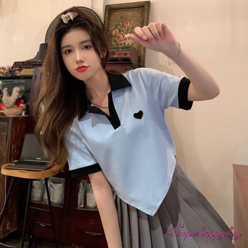 Áo Thun Nữ Màu Sắc Tương Phản Thời Trang Mùa Hè