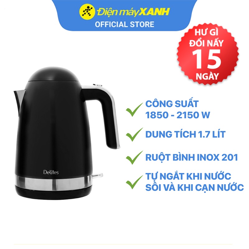 [Mã ELHADEV giảm 4% đơn 300K] Bình đun siêu tốc Delites 1.7 lít FK-1802