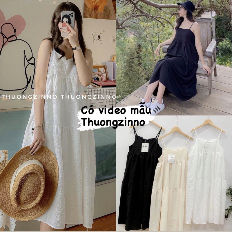 [Ảnh thật/Video]Váy hai dây Lady bồng bềnh dáng babydoll Đầm ulzzang đi biển loại đẹp