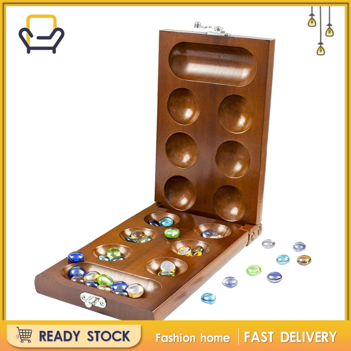 Bộ Trò Chơi Mancala Chiến Lược Bằng Gỗ Cho Trẻ Em Và Người Lớn