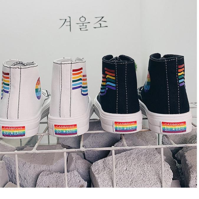Giá Cả> Super Promoq Giày Thể Thao Canvas Cổ Cao Có Dây Buộc Màu Trắng Cho Nữ
