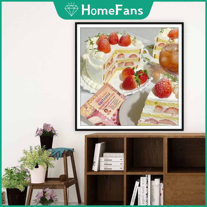 Bộ Tranh Đính Đá 5D Tự Làm 40x40cm Hình Bánh Kem Sinh Nhật Trang Trí Nhà Cửa