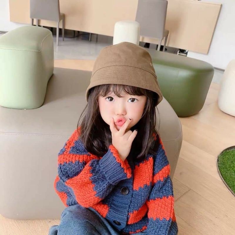 Mũ bucket trơn vải denim sành điệu cho bé