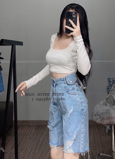 ♦️Quần Jeans Ngố Rách Túi Nắp