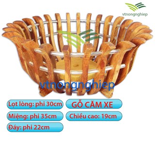 Chậu gỗ trồng lan phi 30cm, chậu gỗ căm xe trồng hoa lan, mẫu sen, đường kính lọt lòng 30cm, chậu gỗ trồng cây