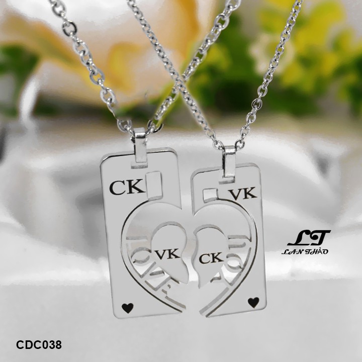 Dây chuyền cặp đôi trái tim CK VK CDC038 Không đen không gỉ sét