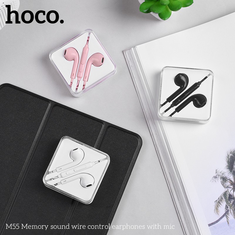 TAI NGHE HOCO. M55 LOẠI NHÉT TAI KẾT NỐI DÂY CÓ MIC CHẤT ÂM HIFI 3 MÀU TRẮNG ĐEN VÀNG