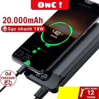 Sạc dự phòng 20000mAh sạc nhanh 18W QC3.0/PD mã ONC Flash Titan hiển thị LCD