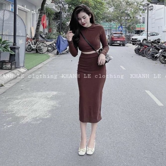 Set áo chân váy body siêu tôn dáng - Hàng L1