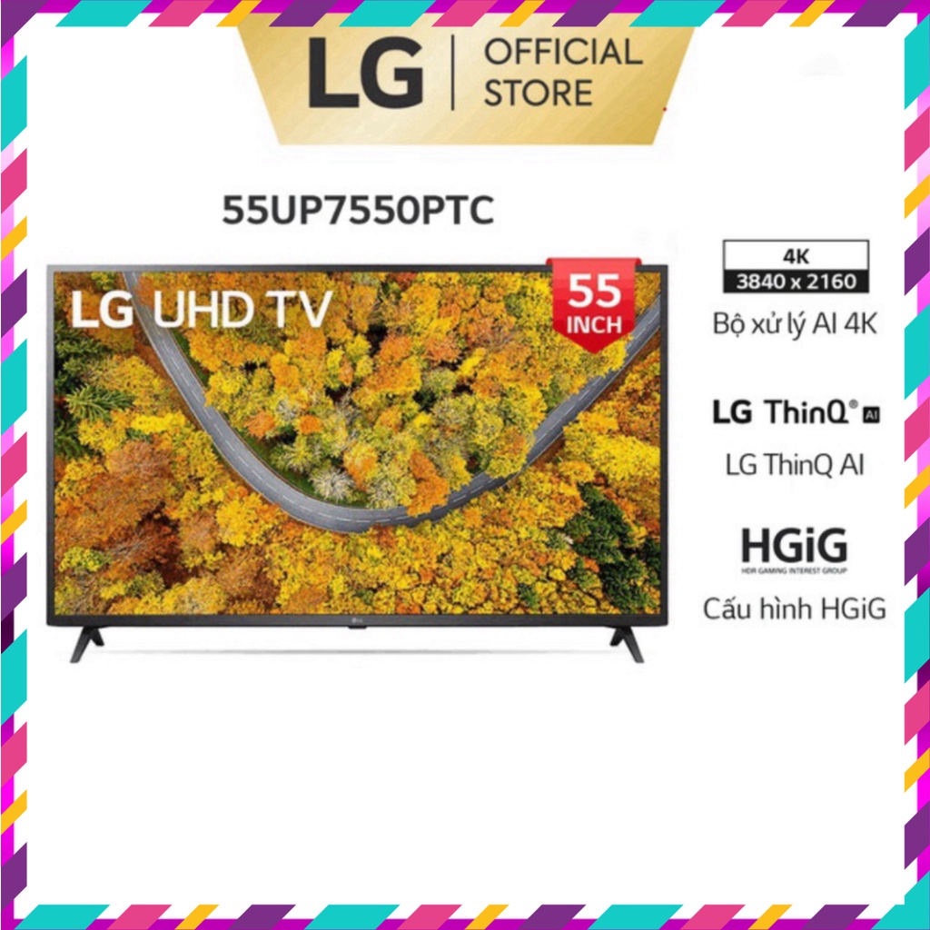 Smart UHD Tivi LG 55 inch 4K 55UP7550PTC - Model 2021 - Miễn phí lắp đặt (sale bùng nổ)