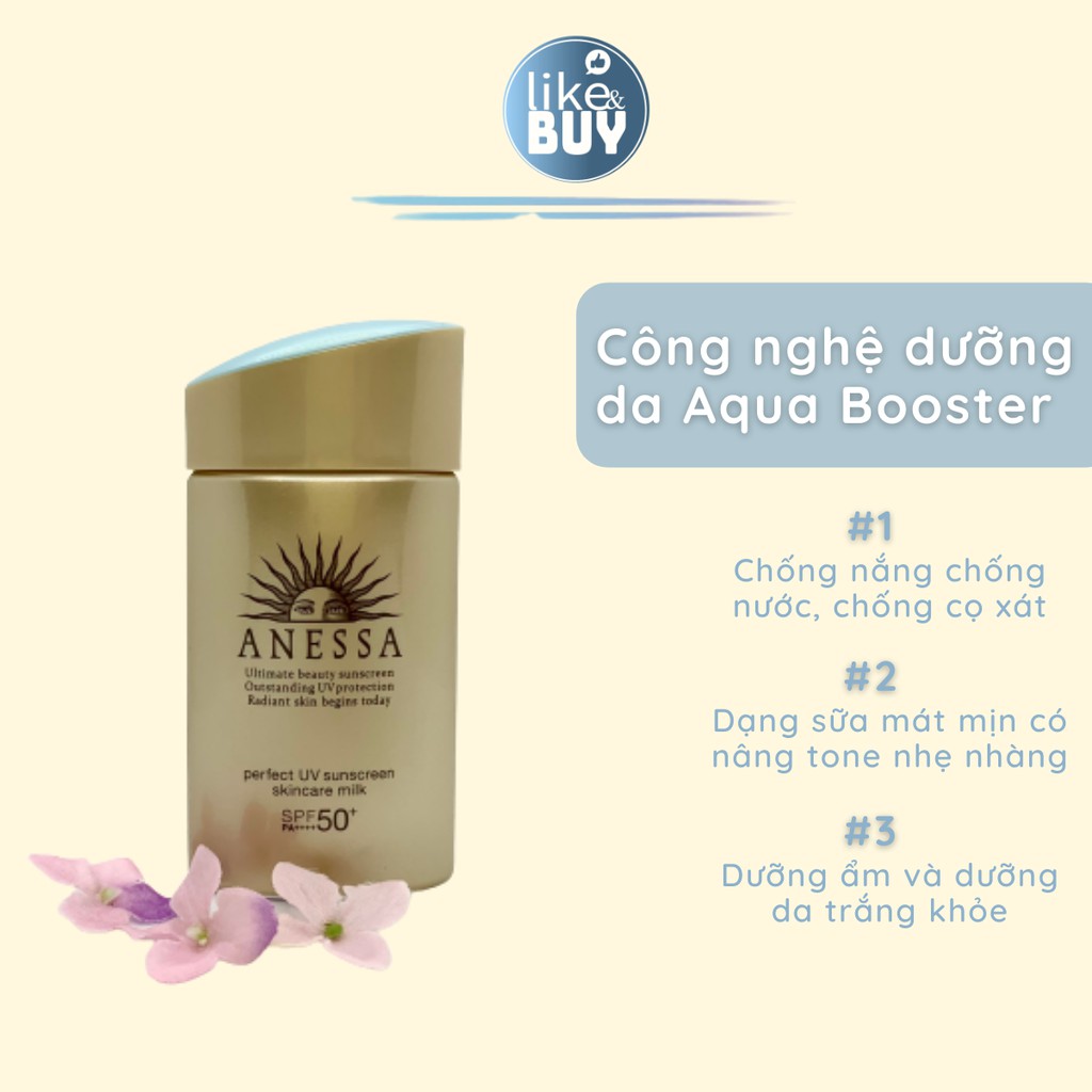 Sữa chống nắng Anessa Perfect UV Sunscreen Skin Care Milk SPF50+ chống nước nhà Shiseido - hàng nội địa Nhật