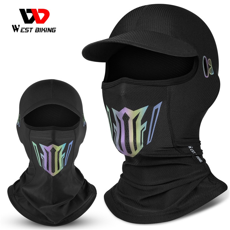 Khẩu trang che mặt WEST BIKING bằng vải lụa lạnh UPF50+ thiết kế lỗ để đeo kính bảo hộ tiện dụng