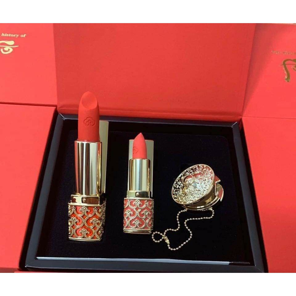 Son lì Whoo (Whoo Velvet Lip Rouge special set) 3 sp_Số 24 màu Đỏ cam