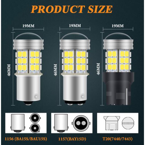 1 Đèn Tín Hiệu Led 1156 Ba15S P21W / 5w Bau15S 1157 Bay15D Py21W Canbus 2835 45smd T20 7440 7443 W21W Cho Xe Hơi