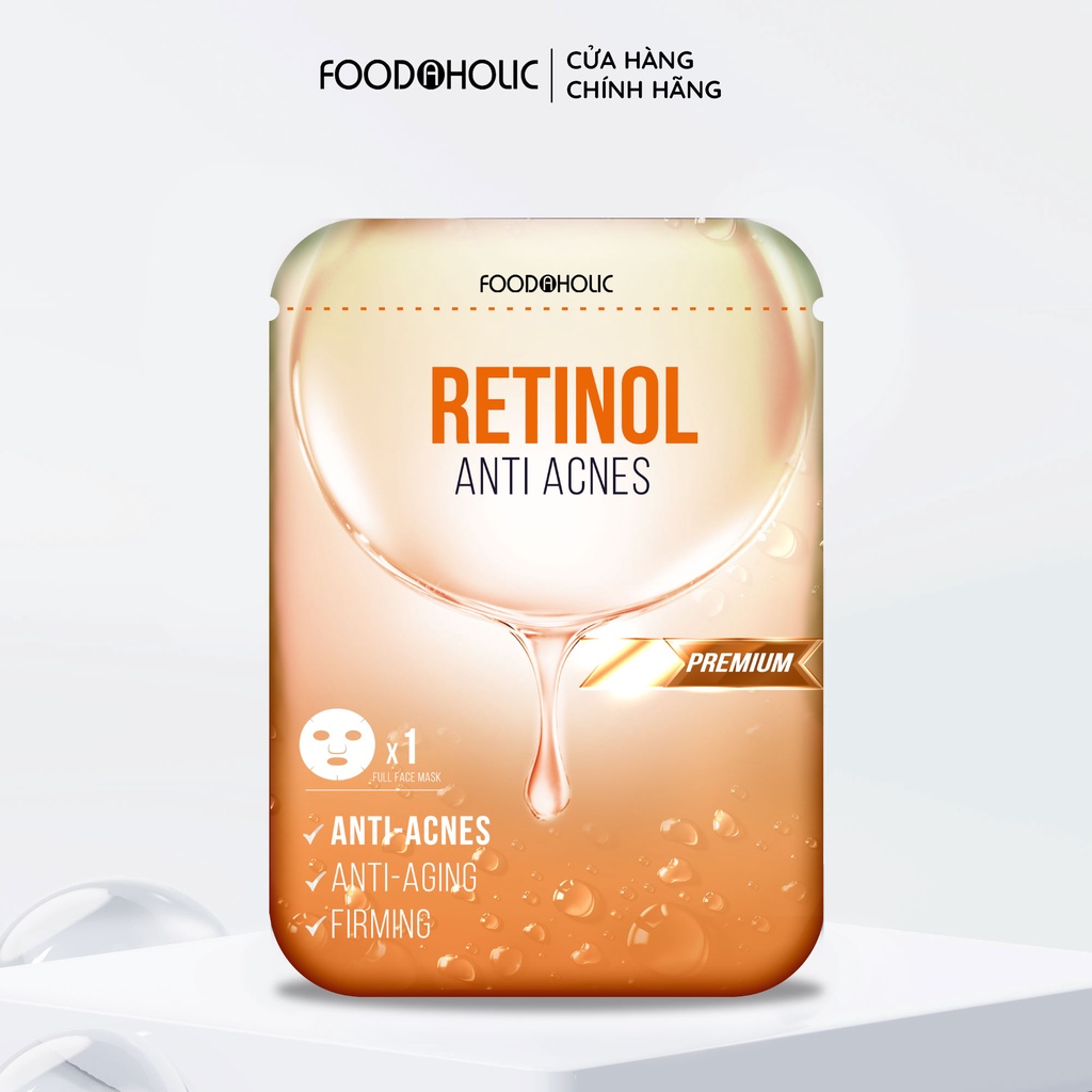 Combo 10 Mặt nạ giấy giảm mụn, tái tạo da Foodaholic Retinol Anti Acnes Mask 23ml x 10 - RETINOL
