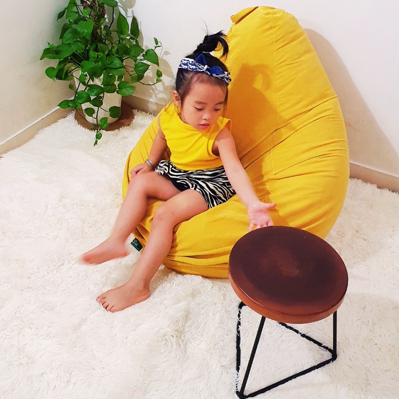 Ghế lười hạt xốp 3ii Home hình trái lê cao cấp cho bé size 80x100cm vải nhung gân mềm mại êm ái nhiều màu sắc lựa chọn