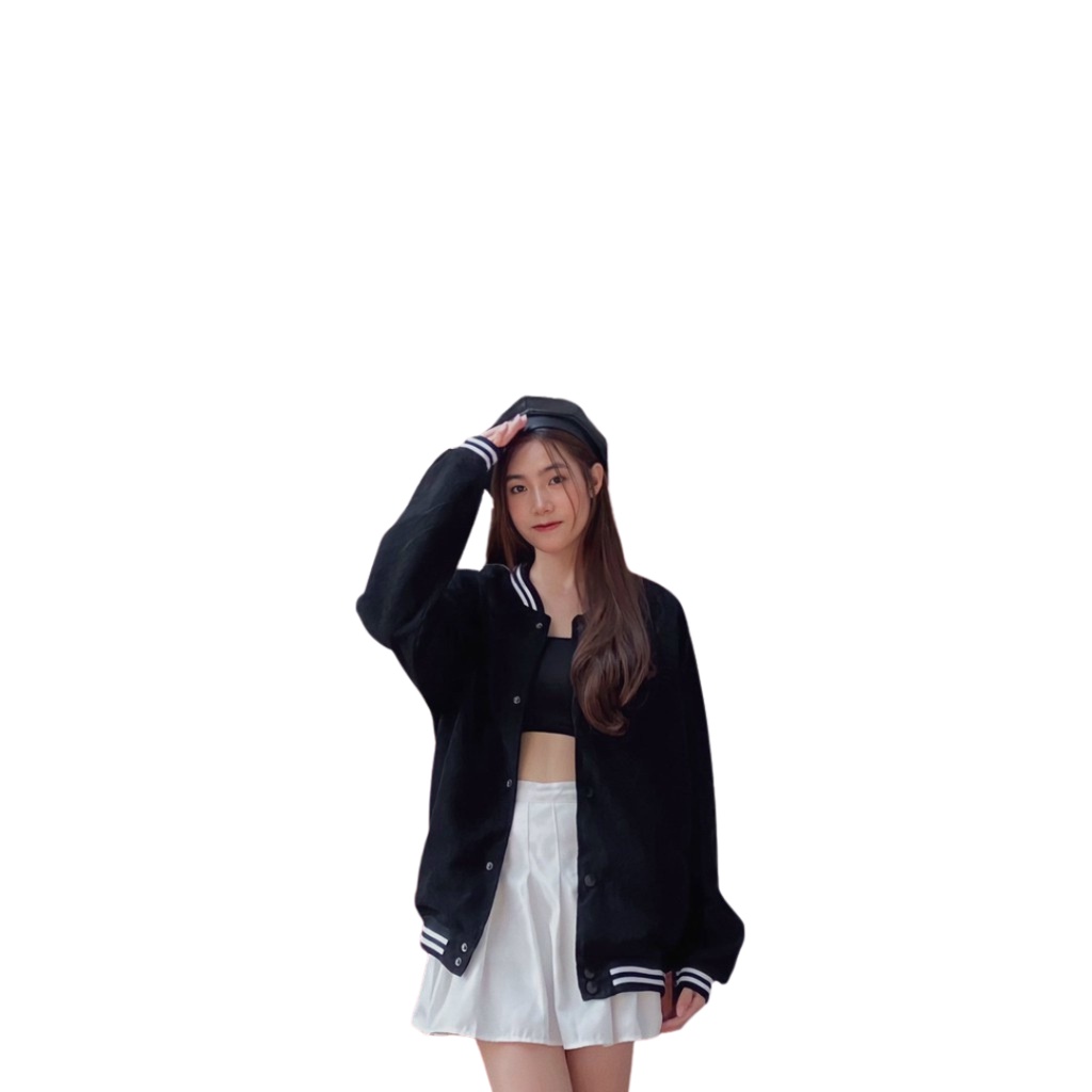 Áo Khoác Bomber Nam Nữ form rộng chống nắng, áo gió nhung tăm cúc bấm bo dệt phối sọc thời trang unisex