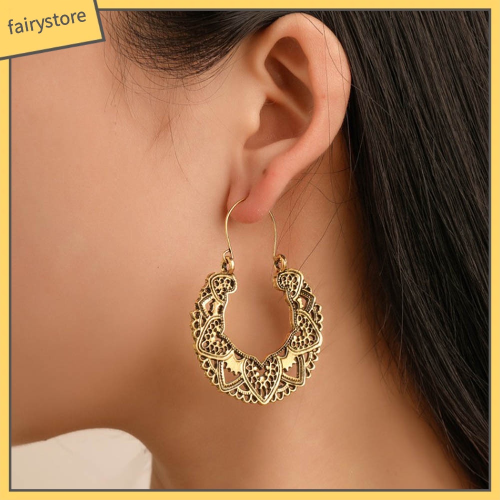 Hoa tai thiết kế hình trái tim cánh hoa phong cách vintage cho nữ